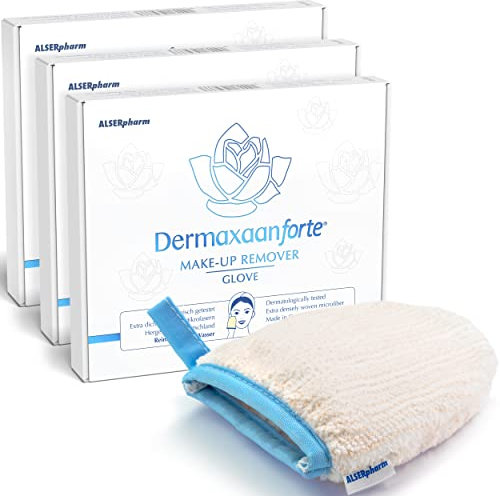 Dermaxaan forte Abschminkhandschuh aus Mikrofaser • Ideal bei Hautunreinheiten • Make up Remover Glove (3er Pack) • Waschbare Abschminktücher • Dermatologisch getestet