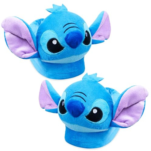 Disney Zapatillas de Casa Mujer Peluche Stitch Igor Winnie the Pooh Baby Yoda (Azul Stitch, 38-39)