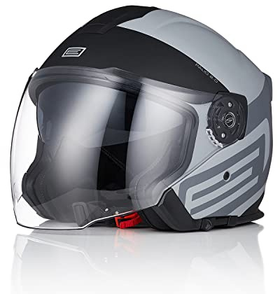 ORIGINE Casco Moto Jet Casco Scooter con Doppia Visiera Omologato ECE 22-06