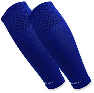 Tapedesign – “TUBES” 1 Paire Chaussettes de Foot Sans Pied Bleu - Chaussette Coupe Foot Pour Hommes, Femmes, Enfants - Haute Durabilité, Ajustement Parfait - Manchon Chaussette Football