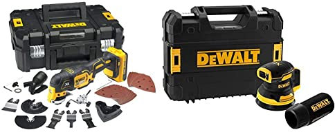 DEWALT - Multi-Cutter Brushless - XR 18V - DCS355D2-QW - Multi-Cutter sans Fil en Coffret avec 2 Batteries, Chargeur et 32 Accessoires - 20000 orb/min & Ponceuse Excentrique XR 18V 125mm Brushless