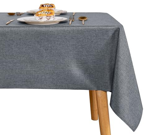 JIUZHEN Grau Tischdecke Eckig Wasserabweisend Abwaschbar Tischdecken | Esszimmer Garten Outdoor Hochzeiten Wasserdicht Tischtuch 135x135 cm
