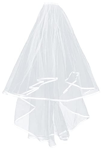 AUSUAYA Schleier Braut, Brautschleier Kurz Frauen einfache Tüll Kathedrale Schleier für Bachelorette Party und Hochzeit IT- W-V-1