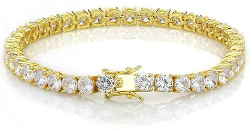 Michooyel Bracelet de tennis en diamant glacé avec zircone cubique 5A pour homme et femme 3 mm, 4 mm, 5 mm, 6 mm, 18,20,23 cm