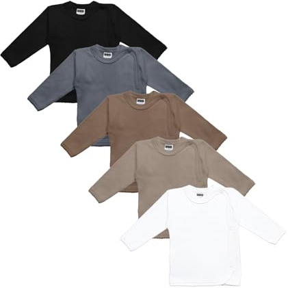 MEA BABY Unisex Baby Wickelshirt Wickeljacke Langarm, 100% bomull i 5-pack. Wickelshirt för flickor, Wickelshirt för pojkar (pojkar 2, 56)