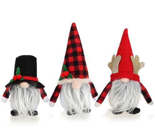 com-four® 3X Premium Weihnachts-Wichtel, Weihnachtsdeko, winterliche | Dekoartikel - irische Deko-Trolle - keltischer Gnom mit Bart