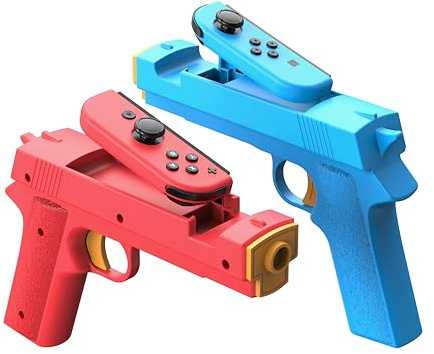 2 Pack Shooting Game Gun Controllers for Nintendo Switch/Switch OLED Controller,Gun Hand Grip Motion Controller Gamepad Joypad Gaming Accessories for Nintendo Switch Shooter Hunting Games (Blue + Red)
