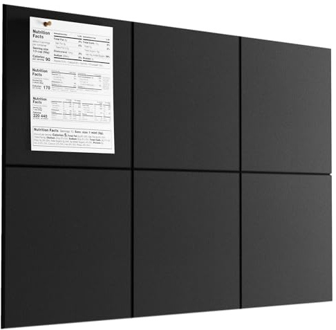 MaxGear Large Felt Bulletin Board 36 x 24, Cork Board Alternative, 6 Pack Black Felt Wall Tiles with Push Pins, Cork Boards for Walls Pin Board for Office & HomePanels