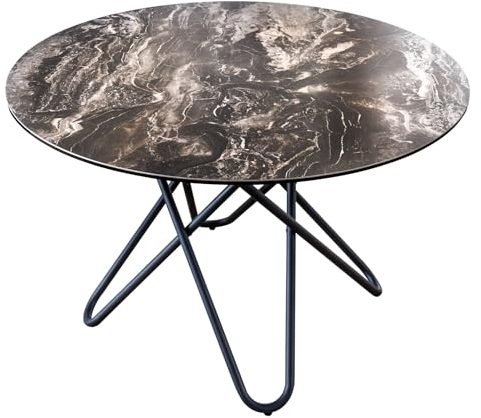Riess Ambiente Runder Design Esstisch Ellipse 120cm Naturstein Keramik Hairpin Legs Esszimmertisch Küchentisch