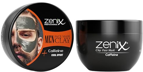 Zenix Gesichtsmaske Clay Coffeine für Männer, 350gr | Tonerde, Erfrischende Schokolade, Gegen Pickel, Gegen Mitesser, Gegen Unreinheiten