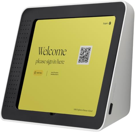 Bouncepad Link iPad POS Stand for Business | Kiosk for Meeting Room Management | Table Mount Tablet Kiosk Register Stand | iPad 7th, 8th & 9th Gen 10.2 | White