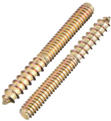 sourcing map 1/4-20 x 2-1/4 Hanger Bolts Double Head Dowel Screw for Wood Furniture 40pcs
