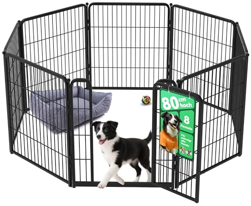 FXW Homeplus Welpenauslauf für Innen, 80 cm, 8-teilig | Entspanntes Spielen, Halboffen, Leichter Aufbau, Schwellenloses Tor, Erweiterbar, Für kleine & mittelgroße Hunde, Patentiert
