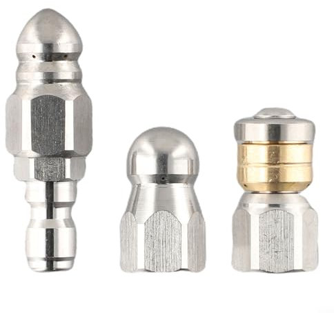 3 x Abwasserdüse, Edelstahl-Hochdruckreiniger-Düse, 1/4-Zoll-Waschschlauch, Schnellanschluss, für den Außenbereich, Garten