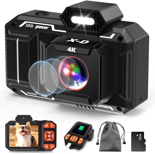 Appareil Photo Numérique, 4K 48MP AutoFocus Caméra avec Carte SD 32G, Zoom Numérique 10X, Écran de 2,8, Digital Camera Vlog Appareil Photo Compact pour Enfants, Adolescents et Débutants (Noir)