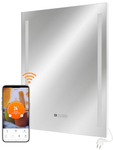 Infrarot Spiegelheizung Heizspiegel LM400-Pro 70x80cm 400W mit Beleuchtung, Tuya Smart App, Antibeschlag Spiegel optimal für Bad, Badezimmer