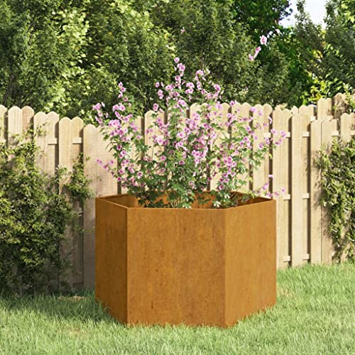 AUVYI Pflanzkübel Blumenkasten Gartenbeet Hochbeet Kräuterbeet Gemüsebeet Gärten Dekoration Gartenmöbel Innen-und Außeneinrichtung für Anbau Pflanzen Blumen und Gemüse Rostig 60x60x45 cm