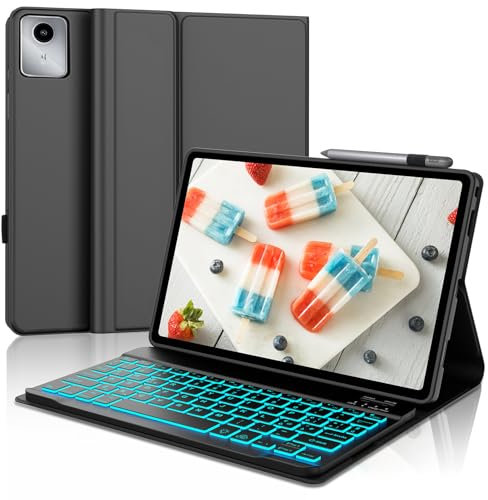 WAVATA Tastiera per Lenovo Tab M11 2024 11 Pollici con Retroilluminata, Custodia Tastiera per Lenovo Tab M11 Magnetica Bluetooth Staccabile Cover con Tastiera QWERTY Layout, TB330/TB331, Nero