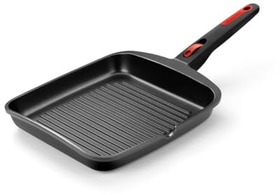 Monix In-Out | Grill con rayas 28 cm, aluminio, full induction, sin PFOA, antiadherente, apta para todo tipo de cocinas incluso inducción