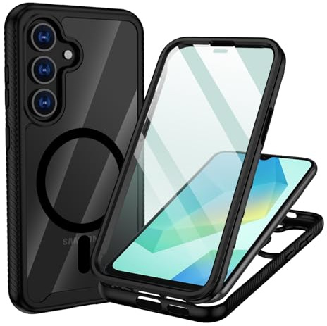 XTCASE für iPhone 12/12 Pro Hülle Magnetisch Kompatibel mit Magsafe, 360 Grad Ganzkörper Schutzhülle mit eingebauter Displayschutzfolie, Stoßfest Kratzfeste Nie Vergilbung FallSchutz, Schwarz