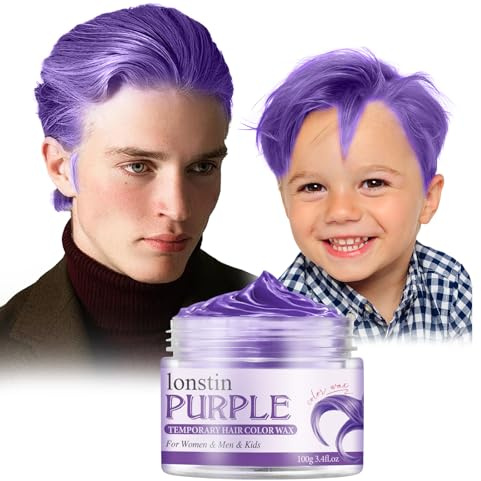 Temporäre Haarfarbe Auswaschbar, Temporäre Haarwachs Farbe Haarfarbe Wachs Natürliche Frisur Pomade Für Männer Frauen Party Cosplay Halloween Christmas (purple, purple)