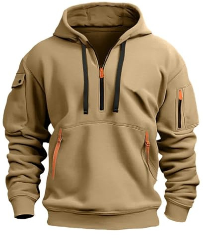 MEDUOLA Herren Kapuzenpullover Sweatshirt mit Reißverschluss Jungen und Herren Sweatshirt mit Reißverschluss Multifunktionelle Tasche Sweatshirt mit Kapuze Jogging Pullover