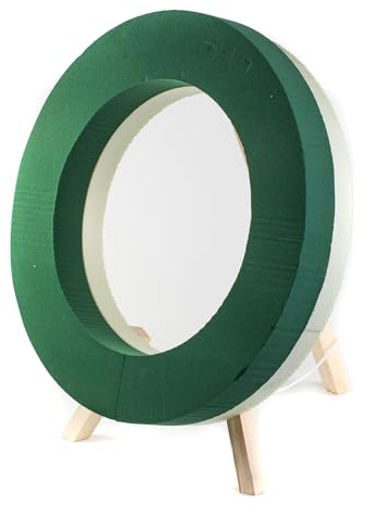 Creativery Nass Steckschaum Kranz 40x7cm mit Holzständer H.44cm - für Profi Floristen & Hobby Bastler - Frischblumen Steckschwamm Ring - Blumen Steckmasse - Floristik Zubehör & Floristikbedarf - Grün