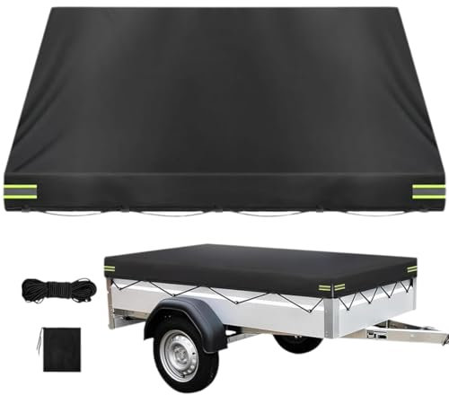 Anhängerplane schwarz 214 x 122 x 13 cm aus Oxford-Gewebe - wasserdicht, winddicht, Sonnenschutz, reißfest