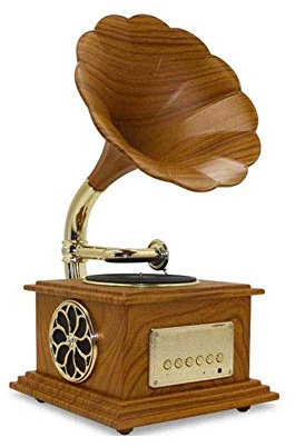 Aioneer Record Players, Music Box Phonograph Bluetooth 4.2 Record Player Music Dynamic Stereo Speaker, Mini Metal Retro Sty