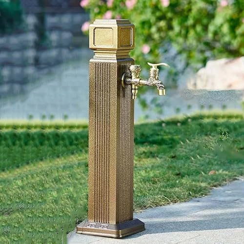 MDDKOP Wasserhahn Wassersäule Garten Wasserzapfstelle Freistehende Garten-Wassersäule Mit Wasserhahn, Wassersäule aus Edelstahl für den Außenbereich, mit Doppeltem Wasserauslasshahn Standbrunnen(65cm(