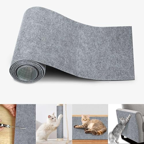 GITVIENAR Katzen Kratzmatte, Kratzmatte Selbstklebend,Self-Adhesive Cat Scratch Protection for Sofa Carpet,AntiKratz Tape für Katzenständer,Teppichschutz für Katzenkratzmöbel (Dunkelgrau, 60CM)