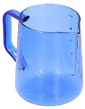 Traditional 500ml Borosilicate Glass Milk Jug for Hot Drinks and Specialty Coffees (Blue)