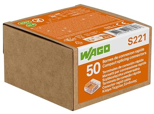 Wago Boîte de 50 Bornes de Connexion 3 Entrées S221 – Installation Facile et Sécurisée pour Tous Vos Projets Électriques