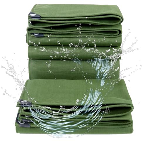 Telone in tela verde pesante spesso 2 x 6 m con occhielli e occhielli per rinforzo del tetto e copertura per piscina, impermeabile e durevole (6,5 piedi x 19,3 piedi)