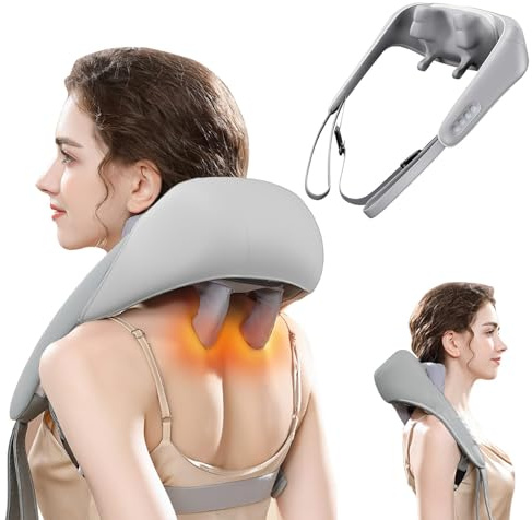 Masajeador De Espalda Y Cervical Con Calor,Inalámbrico 5D Shiatsu Dispositivo de Masaje Eléctrico Para Cuello, Espalda,Piernas,Hombros,Masajeador Shiatsu para Oficina del Hogar,Regalos para Meres Papá