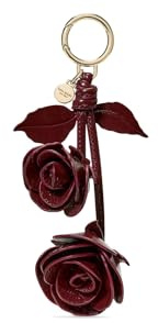 Kate Spade New York Women's Crinkle Patent Leather Stacked Rose Bag Charm, Cherry Juice, One Size