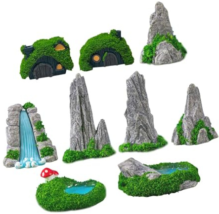 predolo Lot de 9 Mini Figurines de bonsaï pour Jardin, fontaines, Aquariums, décorations d'intérieur et d'extérieur