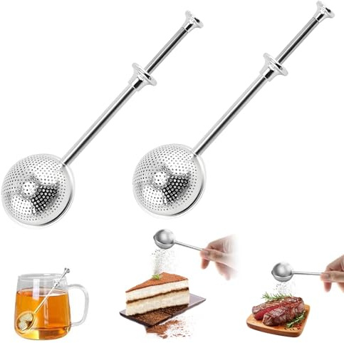 Set of 2 Tea Strainers, Tea Balls, Tea for Loose Tea, Strainer with Stainless Steel, Matcha Tea Infuser, Tea Filter, Tea Tongs, Tea Bag Set Strainer, for Tea Tongs, Funnel, Loose Funny Tea Infuser