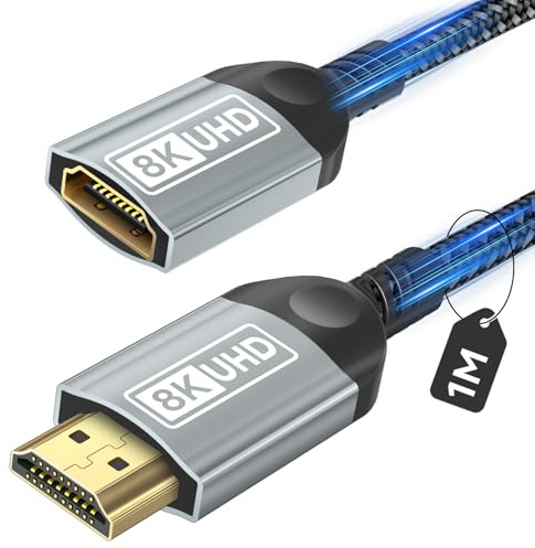 Nersligek Cavo Prolunga HDMI, Cavo di Prolunga HDMI Maschio a Femmina per Estensore 8K, Alta Velocità UHD HDR ARC Compatibile con TV Stick, Roku, Blu-Ray, Xbox, PS5, PS4, HDTV, laptop - 1M
