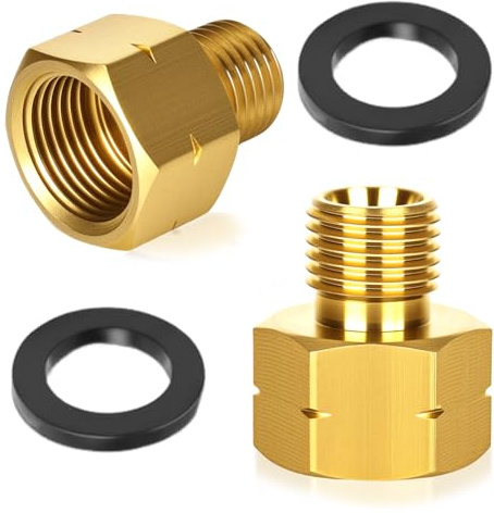 Rzspher 2 adaptadores de gas, 3/8 a 1/4 de latón para bombonas de gas, adaptador de manguera de gas, anillo de estanqueidad, adaptador de gas IG 3/8 x AG 1/4 para hornillo de gas, estufa de camping