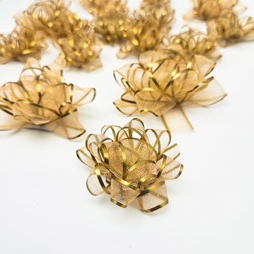 ZYOOO Geschenkschleife Gold,18 Stück Selbstklebend Geschenk-Schleifen zur Weihnachten, Geburtstagen und Hochzeiten Geschenkedeko