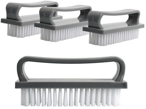 Spazzolino Unghie 4 Pezzi, Spazzola Unghie Mani, 9.5x3.8 Cm, Multiuso, Grigia, Adatta Pulire le Scarpe, Strofinare Vestiti e Verdure, ecc