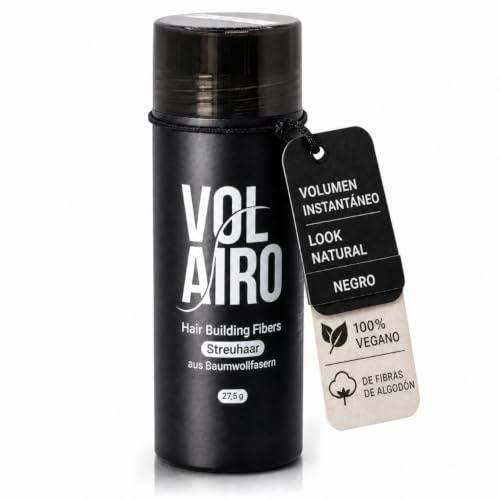 Volairo Streuhaar zur Haarverdichtung - Schwarz - 27,5g Schütthaar für volleres Haar mit natürlichem Ergebnis bei lichter werdendem Haar für Männer und Frauen