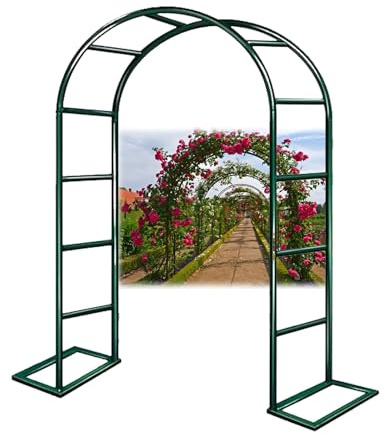 Arche de jardin en métal avec base 280 x 250 cm – Support pour plantes grimpantes, décoration de mariage, patio, treillage vert, tonnelle pour roses, pergola d'extérieur durable