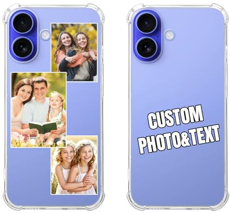 KakaTify - Coque personnalisée pour iPhone 17 2025 - Nouvelle coque personnalisée avec image, photo, texte - 4 coins antichocs en TPU - Protection anti-rayures - Coque transparente souple - Conception
