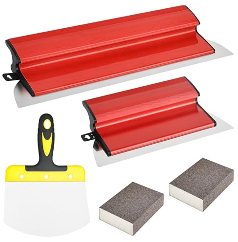PYserne Juego de 2 espátulas para superficies de 40 cm/25 cm, con 2 esponjas abrasivas y espátula curvadora, herramientas de desmoldeo para gran área de trabajo, decoración de pared, herramienta de