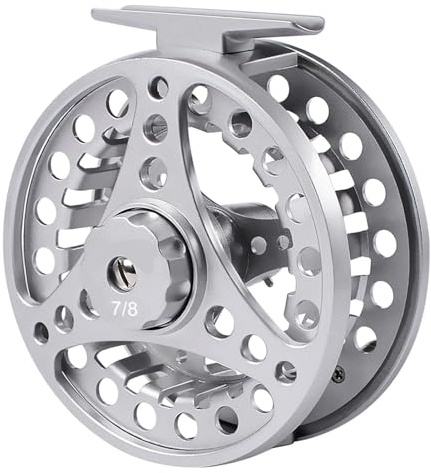 Fliegenfischrolle,Angelrolle Vollmetall-Fliegenfischrolle, Gehäuse aus Aluminiumlegierung, mit bearbeiteter 3/4-, 5/6- und 7/8-Fliegenrolle(Silver 7-8)