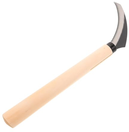 Homoyoyo Hoz de Jardín Multiusos con Hoja Dentada de Acero Tamaño Mediano Mango de Madera Ergonómico Manual para Deshierbar Hierba y Maleza Jardinería y Exteriores Herramienta para