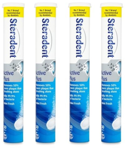 Active Plus Denture Cleaning Tablets 30 -Plaque Remover Daily Denture Cleaning Bundle Tablets - Pack of 4