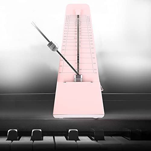 Generic Metrónomo Mecánico para Guitarristas de Violín y Piano, Ajustable 40-208bpm, Campana de Latón Ruidosa, Rosa (Rosado)